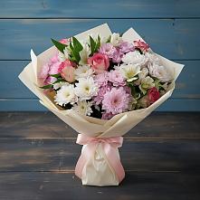 Букет цветов из:  Хризантемы, Альстромерии и Розы в Горьковском