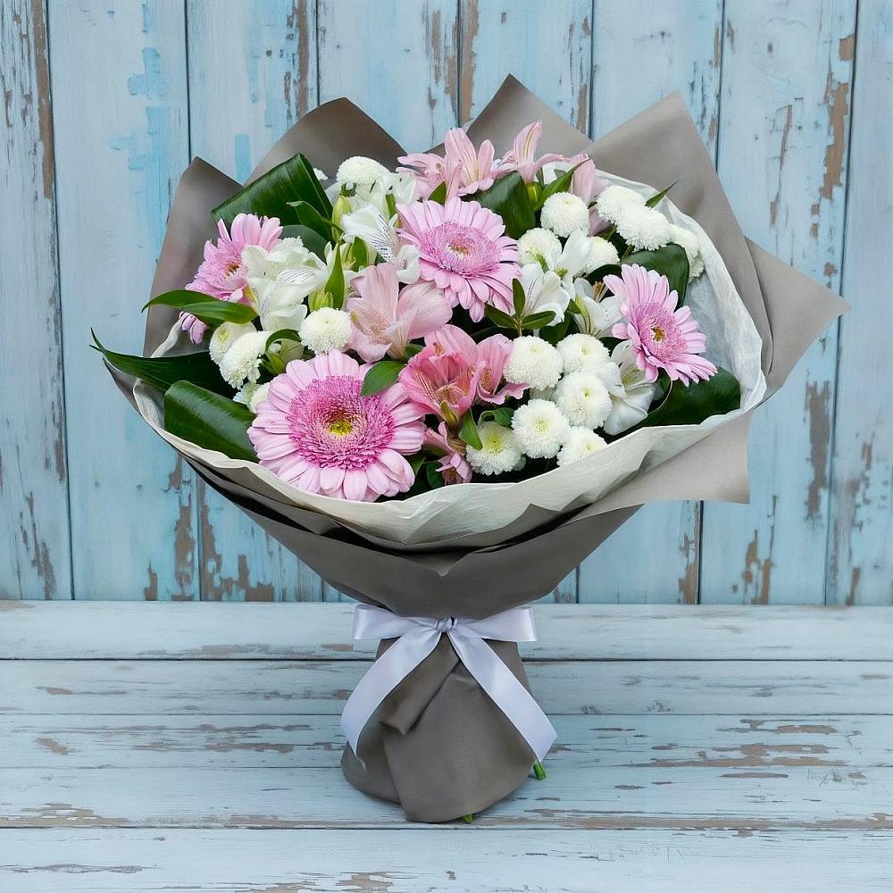 Букет цветов из: Герберы, Альстромерии и Хризантемы в Горьковском